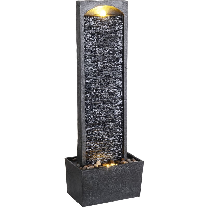 foto del prodotto grande fontana d acqua dritta per esterni e giardino, ornamento moderno a cascata per interni con effetto ardesia con luci e pompa, decorazione del