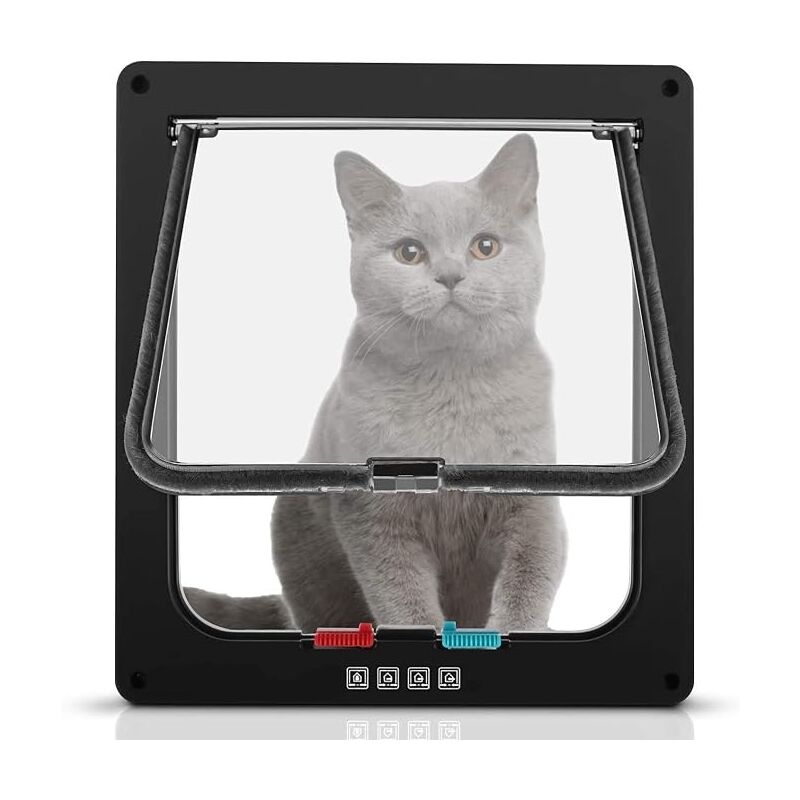 foto del prodotto grande gattaiola dimensioni esterne 25x27,7x5,5 cm xl nero gattaiola a 4 vie per gatti e cani di piccola taglia facile da installare e utilizzare