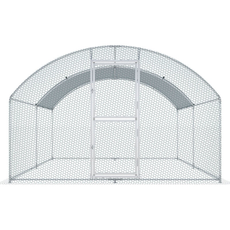 foto del prodotto grande pollaio in metallo, 13,1 x 9,8 x 6,6 piedi, gabbia per pollame walk in, copertura impermeabile, tetto a cupola, per cortile, pollaio, pollaio