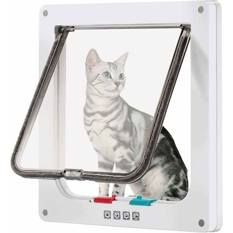foto del prodotto grande porta per animali domestici dimensioni esterne 27,94 cm x 24,89 cm , porta per gatti con serratura a 4 vie per finestre e porta scorrevole in