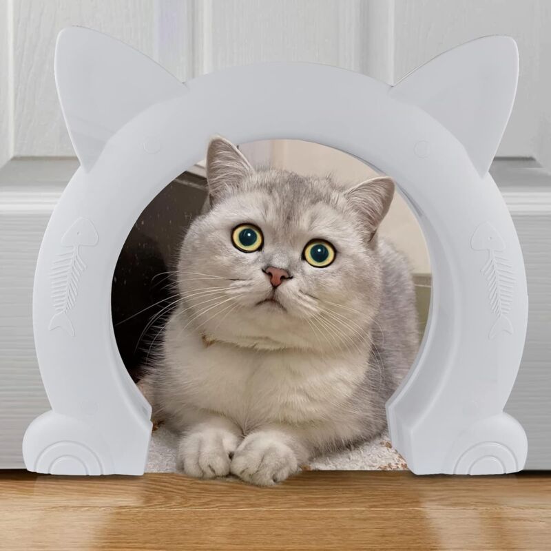 foto del prodotto grande porta per gatti da interno, porta per gatti da interno xl, porte per animali domestici per gatti, gattini e cani di piccola taglia bianco 