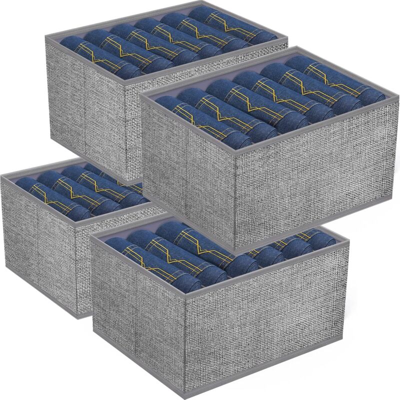 foto del prodotto grande scatola per vestirsi, scatola di immagazzinaggio pieghevole per camera da letto, vestiti, guardaroba, magliette, pantaloni, articoli per la casa specifiche: 402417 cm (4 pezzi, grigio)