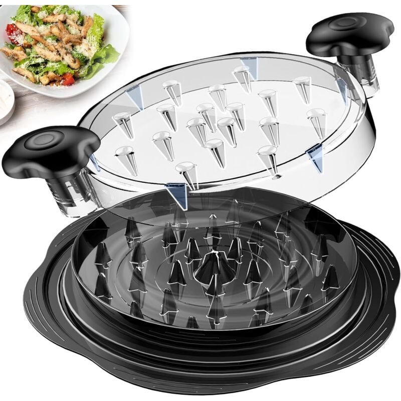 foto del prodotto grande tritatutto per petto di pollo, utensile per tritare il petto di pollo con spazzola e forchetta, tritacarne visibile, senza bpa, adatto per
