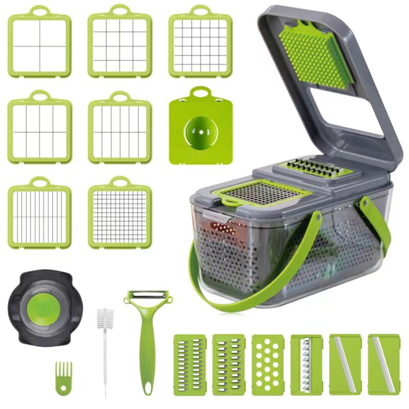 foto del prodotto grande tritatutto per verdure con contenitore, tritatutto professionale per cipolle e tagliaverdure, tritatutto multifunzionale 22 in 1,