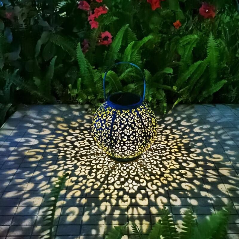 foto del prodotto grandi lanterne solari da esterno impermeabili 800 mah lanterna in metallo appesa per tavolo, patio, cortile, festa, giardino, regali per la festa