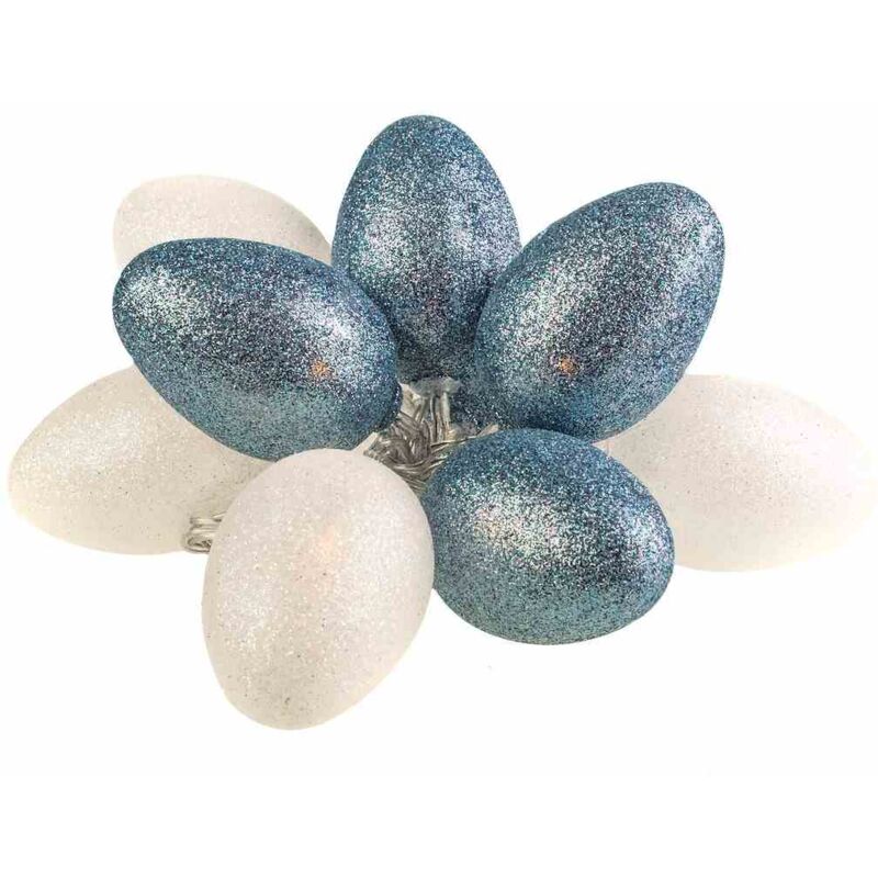 foto del prodotto grandi uova di pasqua in plastica a led con glitter bianco grigio