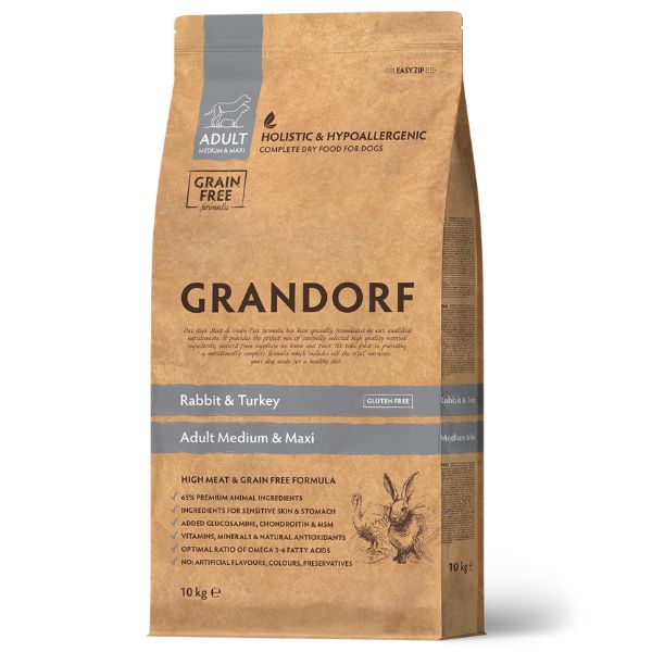 foto del prodotto grandorf dog adult medium maxi grain free coniglio e tacchino 10 kg 1 ordine scegli lo sconto bzr5 bzr20 200 punti fedelt 