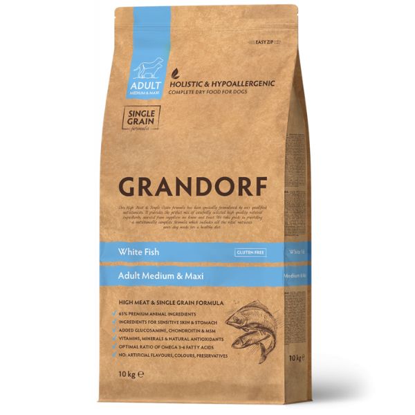 foto del prodotto grandorf dog adult medium maxi hypoallergenic white fish 10 kg 1 ordine scegli lo sconto bzr5 bzr20 200 punti fedelt 