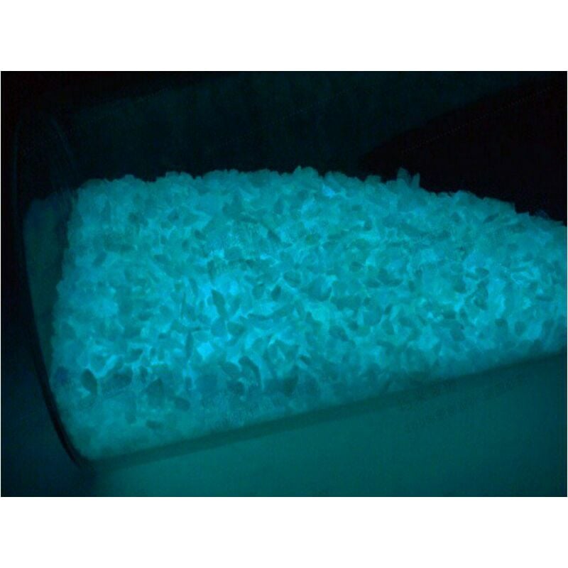 foto del prodotto graniglia sabbia in vetro fosforescente che si illumina al buio per decorazione 1 2mm colore blu sky, peso 100 grammi