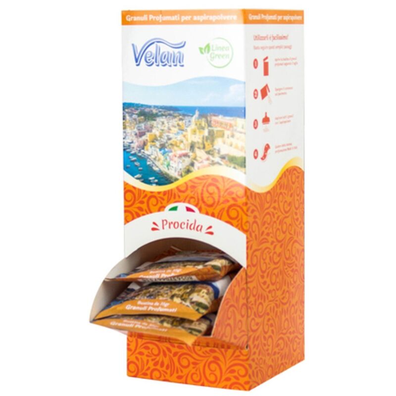 foto del prodotto granuli profumati aspirapolvere velan dispenser 25 bustine profumo procida