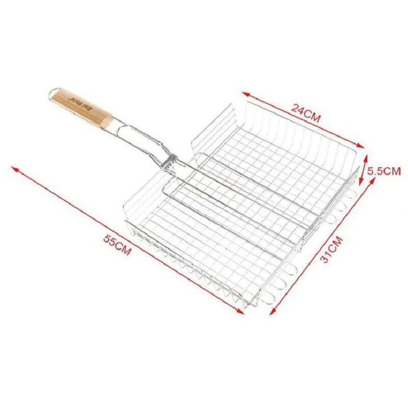 foto del prodotto graticola a rete per grigliate 55x31x24xh5.5cm manico griglia barbecue 2406341 trade shop traesio
