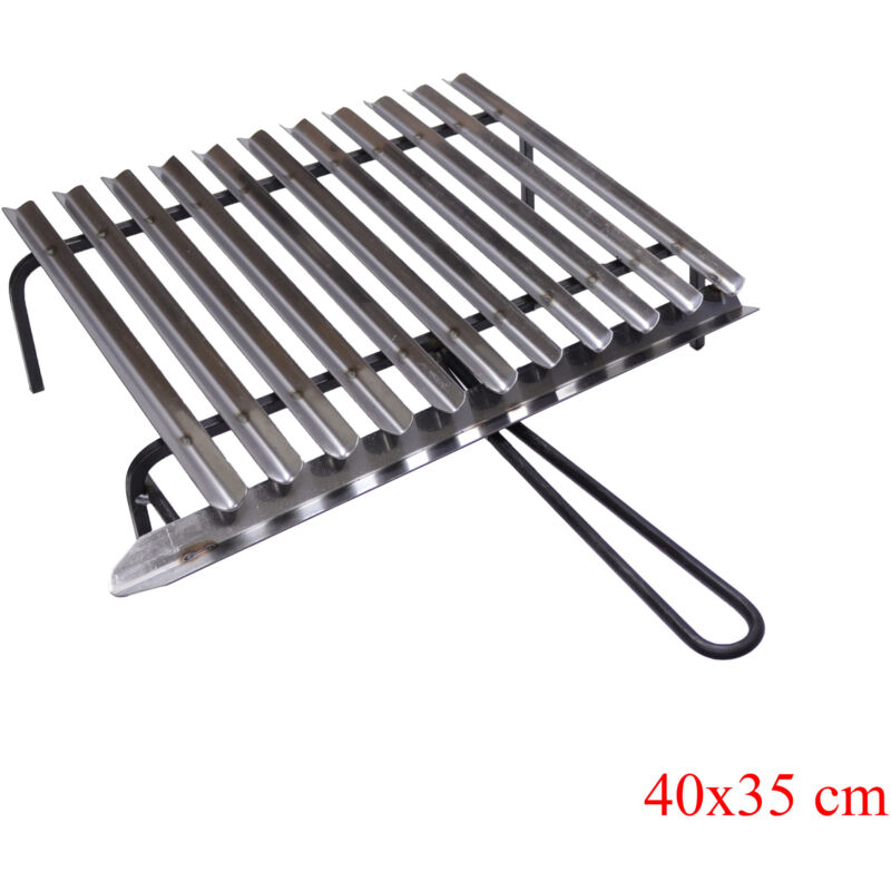 foto del prodotto graticola in acciaio, griglia inox per barbecue con recupero oli omaggio scegli la misura 40x35 cm