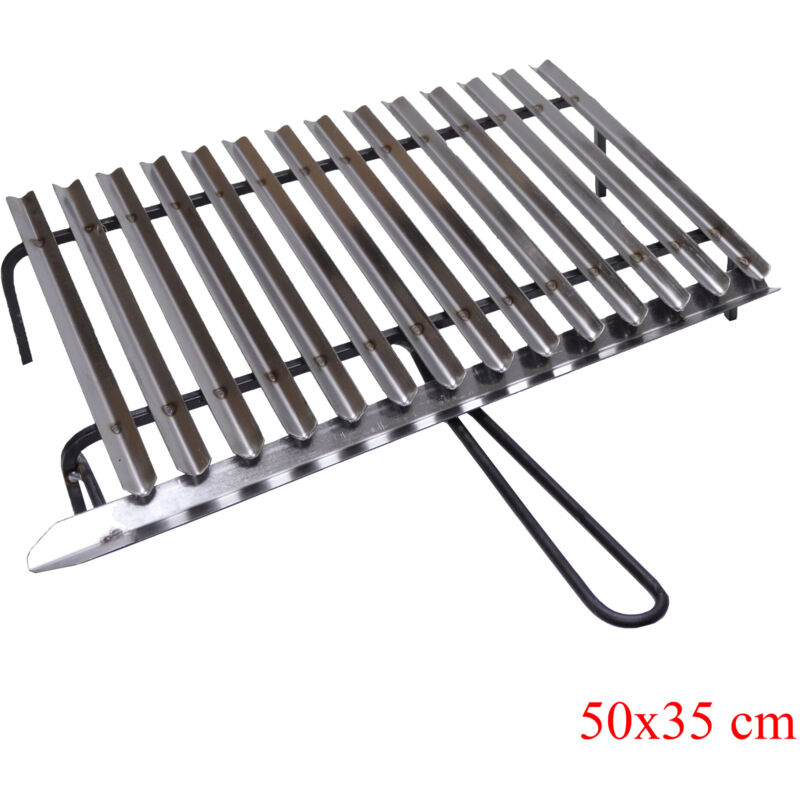 foto del prodotto graticola in acciaio, griglia inox per barbecue con recupero oli omaggio scegli la misura 50x35 cm
