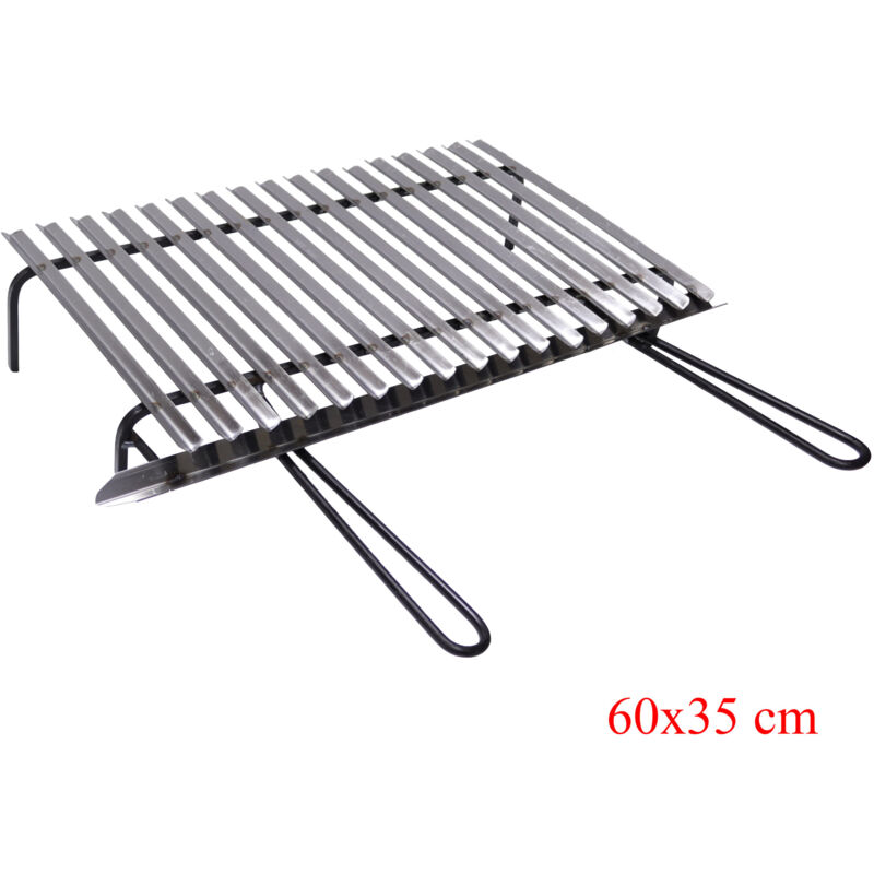 foto del prodotto graticola in acciaio, griglia inox per barbecue con recupero oli omaggio scegli la misura 60x35 cm