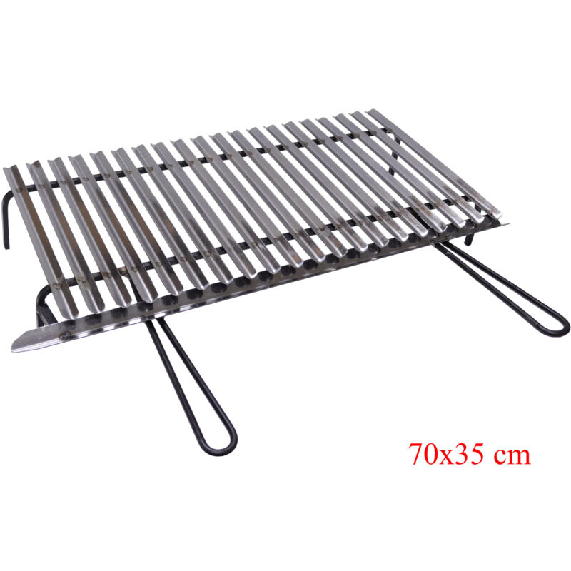 foto del prodotto graticola in acciaio, griglia inox per barbecue con recupero oli omaggio scegli la misura 70x35 cm