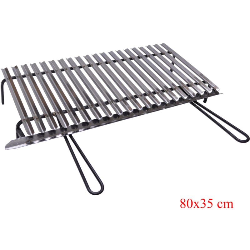 foto del prodotto graticola in acciaio, griglia inox per barbecue con recupero oli omaggio scegli la misura 80x35 cm