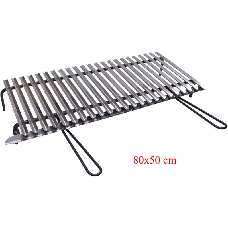 foto del prodotto graticola in acciaio, griglia inox per barbecue con recupero oli omaggio scegli la misura 80x50 cm