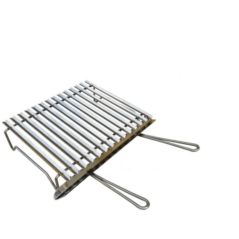 foto del prodotto graticola tutta acciaio inox, griglia in inox per barbecue con recupero oli scegli la misura 70x40 cm