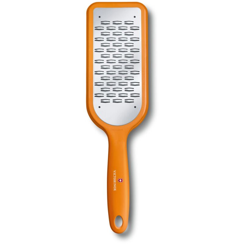 foto del prodotto grattugia ad affilatura media con piedini in gomma antiscivolo, in acciaio inox, arancione, normale victorinox
