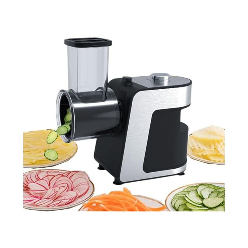 foto del prodotto grattugia elettrica per formaggio e verdure da 1000 w multi salata con 5 coni intercambiabili per formaggio, cetriolo, carota ideale per