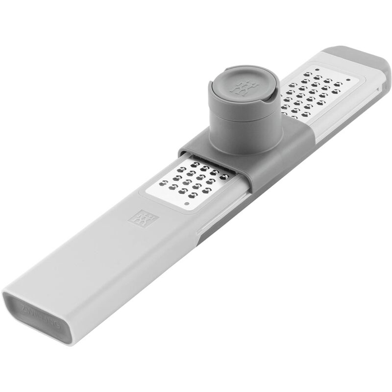 foto del prodotto grattugia fine z cut, multifunzione, lama di acciaio inox, custodia di plastica, tecnologia a lame bidirezionali, grigio zwilling