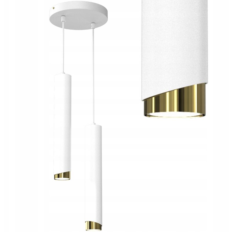 foto del prodotto gratuito. lampada a sospensione a tubo gu10, bianco e oro ewilight bevel