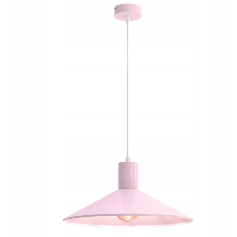 foto del prodotto gratuito. lampada a sospensione ewilight toscana e27, paralume in metallo rosa, visiera