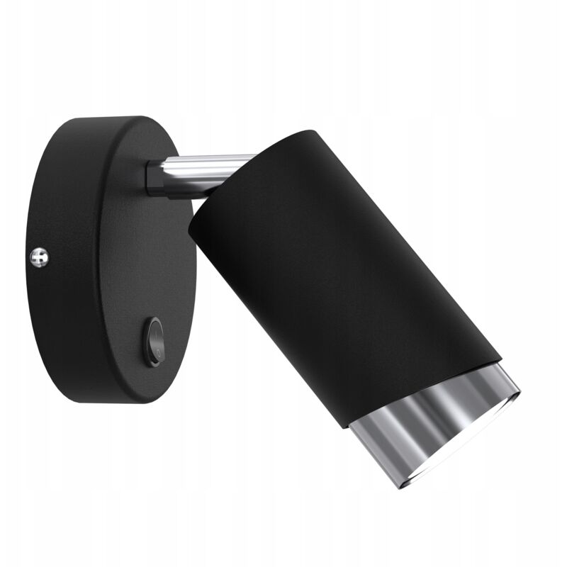foto del prodotto gratuito. lampada da parete spot orientabile in cromo nero con interruttore ewilight bevel