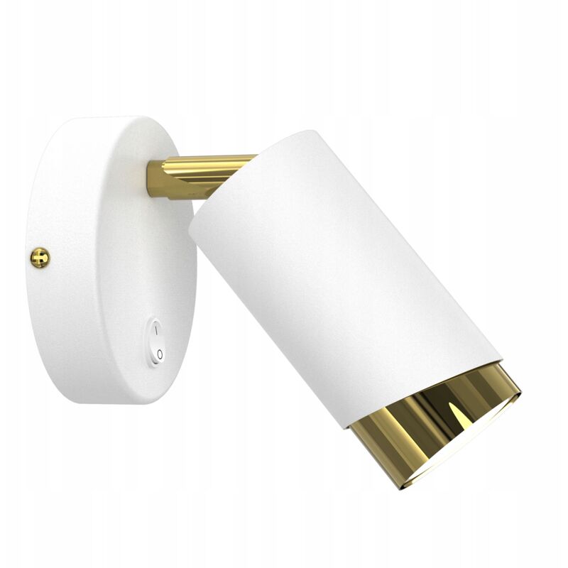 foto del prodotto gratuito. lampada da parete spot orientabile in oro bianco con interruttore ewilight bevel