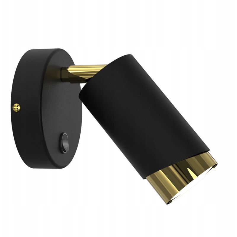 foto del prodotto gratuito. lampada da parete spot orientabile in oro nero con interruttore ewilight bevel