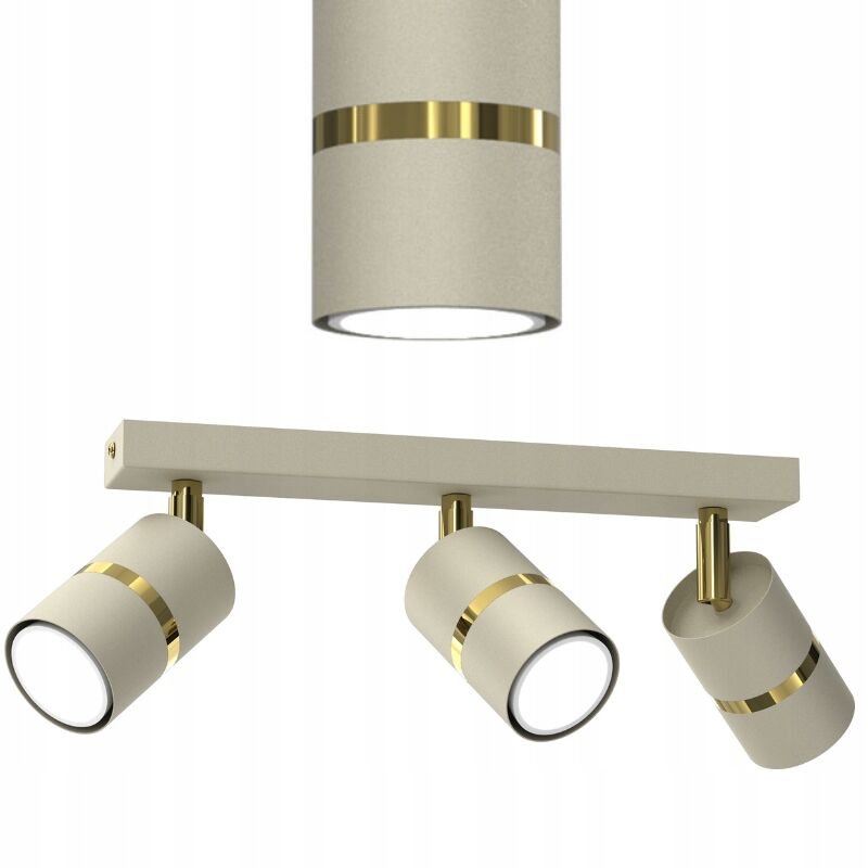 foto del prodotto gratuito. lampada da soffitto con faretti orientabili ewilight, 3x gu10, beige e oro