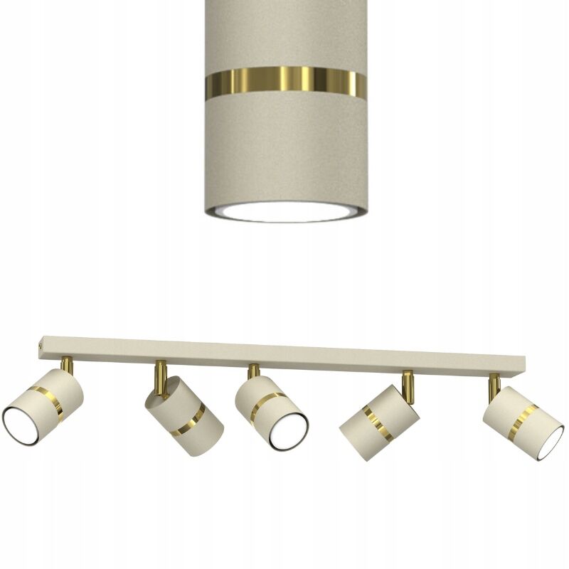 foto del prodotto gratuito. lampada da soffitto con striscia orientabile ewilight, 5x gu10, beige e oro
