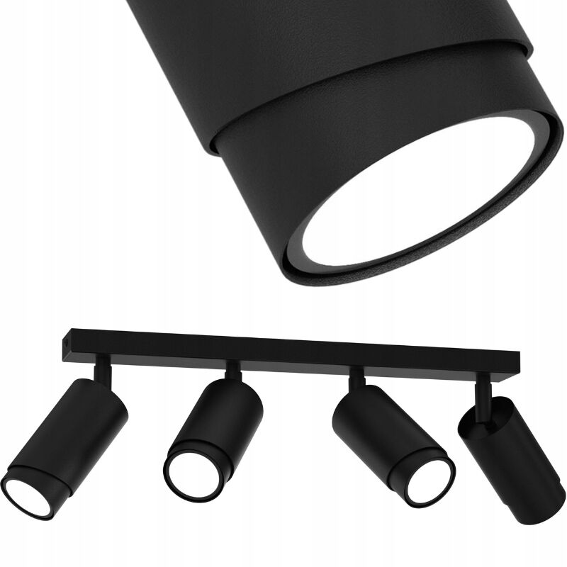 foto del prodotto gratuito. lampada da soffitto striscia led orientabile 4x gu10 ewilight bevel nera