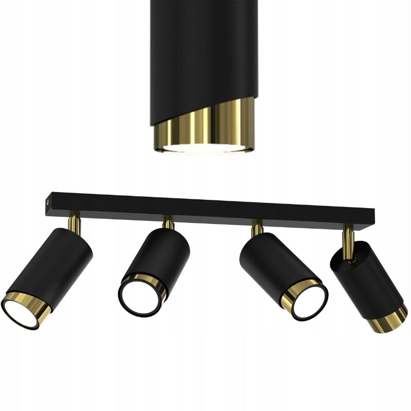 foto del prodotto gratuito. lampada da soffitto striscia led orientabile 4x gu10 ewilight bevel nera