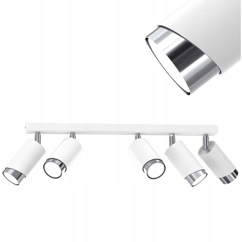 foto del prodotto gratuito. lampada da soffitto striscia led orientabile 5x gu10 ewilight bevel bianco