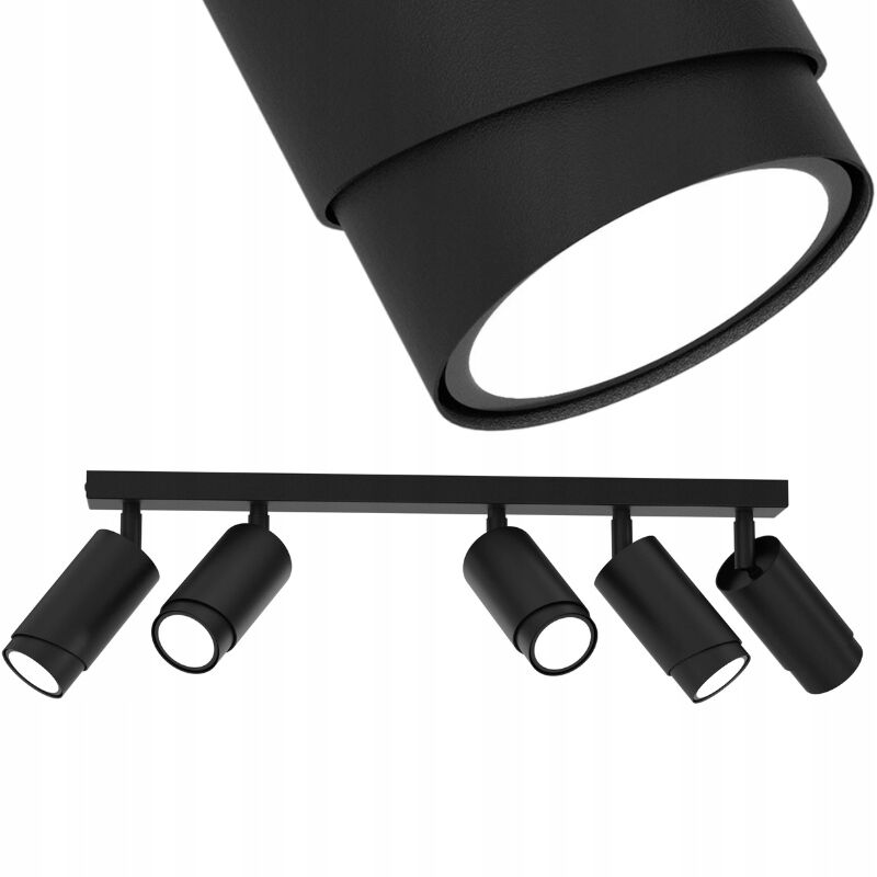 foto del prodotto gratuito. lampada da soffitto striscia led orientabile 5x gu10 ewilight bevel nera