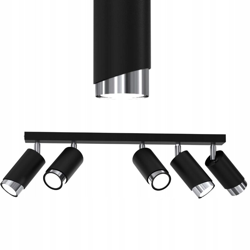 foto del prodotto gratuito. lampada da soffitto striscia led orientabile 5x gu10 ewilight bevel nera
