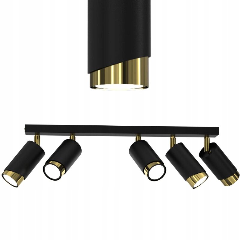 foto del prodotto gratuito. lampada da soffitto striscia led orientabile 5x gu10 ewilight bevel nera