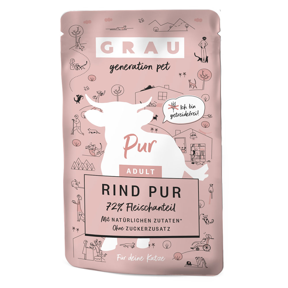 foto del prodotto grau adult senza cereali 16 x 125 g umido per gatto - manzo puro