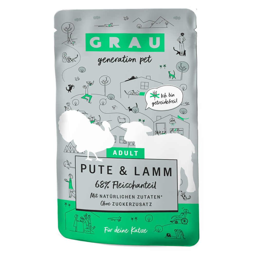 foto del prodotto grau adult senza cereali 16 x 125 g umido per gatto tacchino agnello