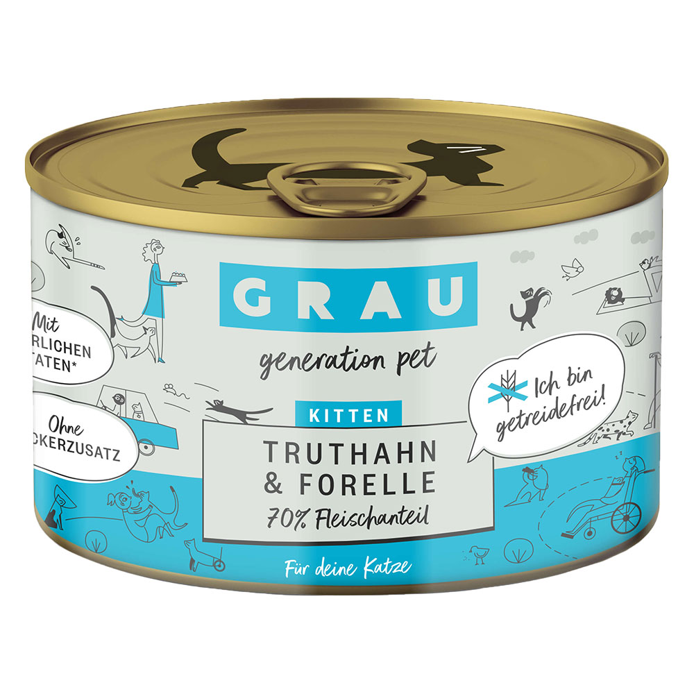 foto del prodotto grau grandi golosi kitten con tacchino trota alimento umido per gatti 6 x 200 g