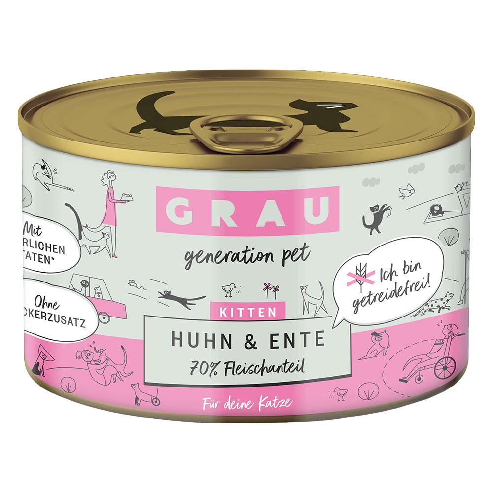 foto del prodotto grau grandi golosi kitten senza cereali 6 x 200 g pollo anatra