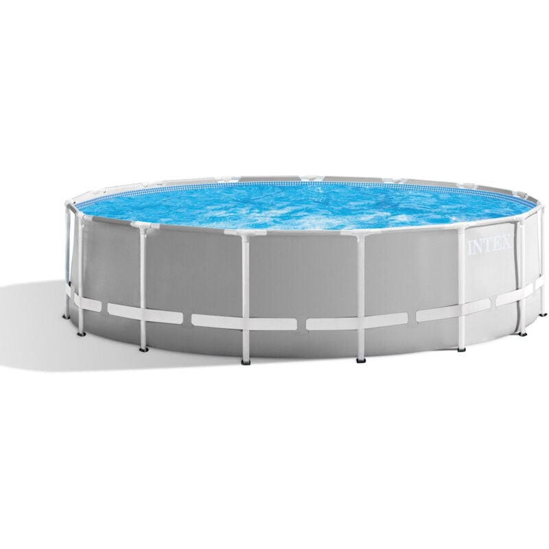 foto del prodotto gre intex 26726np piscina fuori terra prisma frame rotonda, pompa filtro 3785 l h, scaletta, telo base e copertura, 16805 l, acciaio e pvc,
