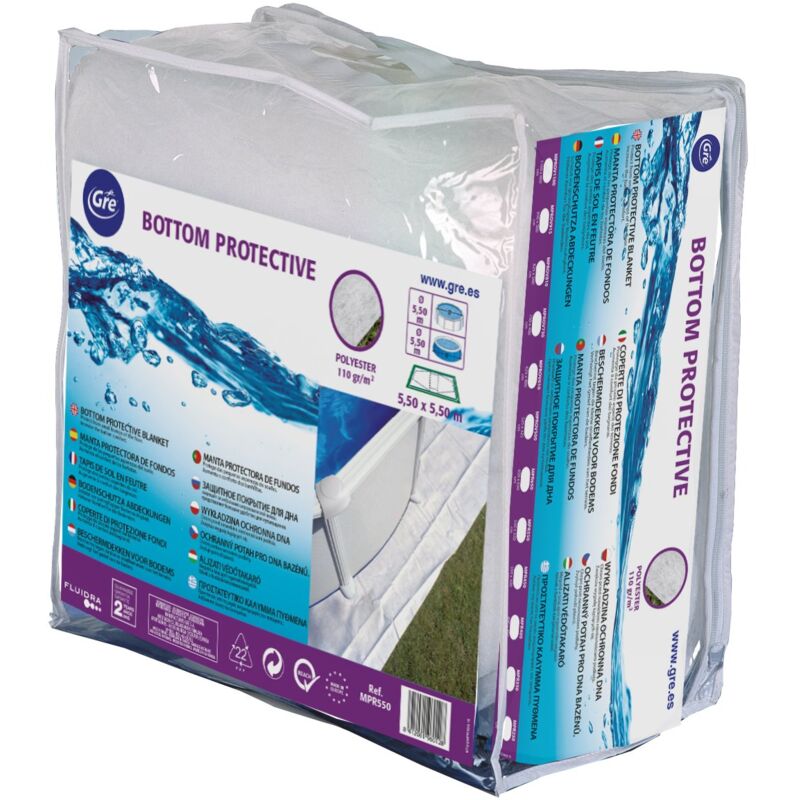 foto del prodotto gre mpr400 tappeto di protezione per piscina rotonda dal diametro di 350 cm, 360 cm o 400 cm, colore bianco