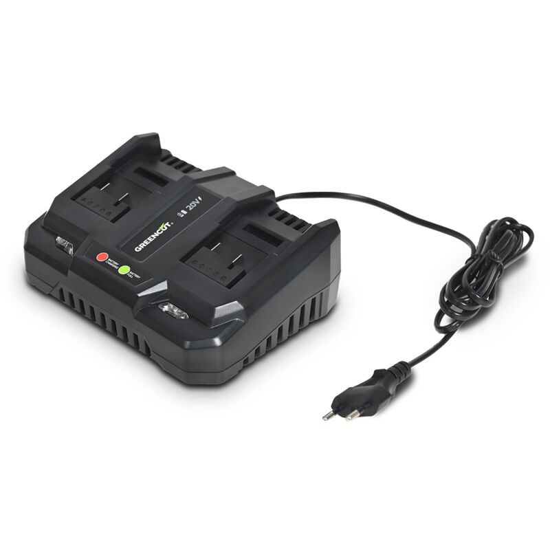 foto del prodotto greencut caricabatterie al litio 20v cbd22024l, compatibile con tutta la gamma di utensili 20v