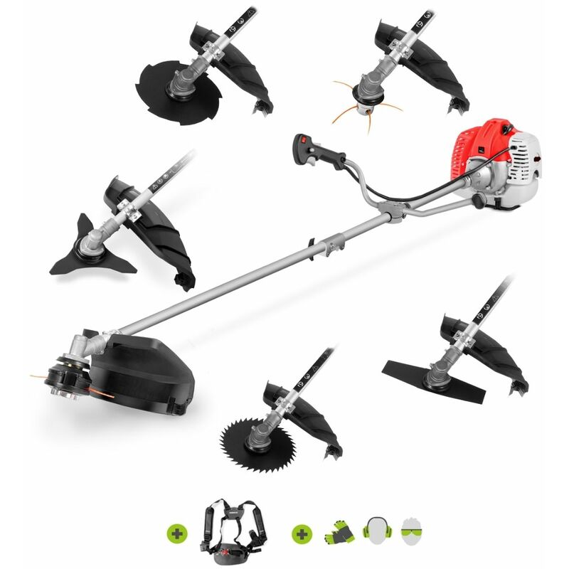 foto del prodotto greencut decespugliatore ggt650x 6 con motore a benzina 2 tempi 65cc 4,9cv. 6 diversi accessori per il taglio. manubrio a doppia impugnatura,
