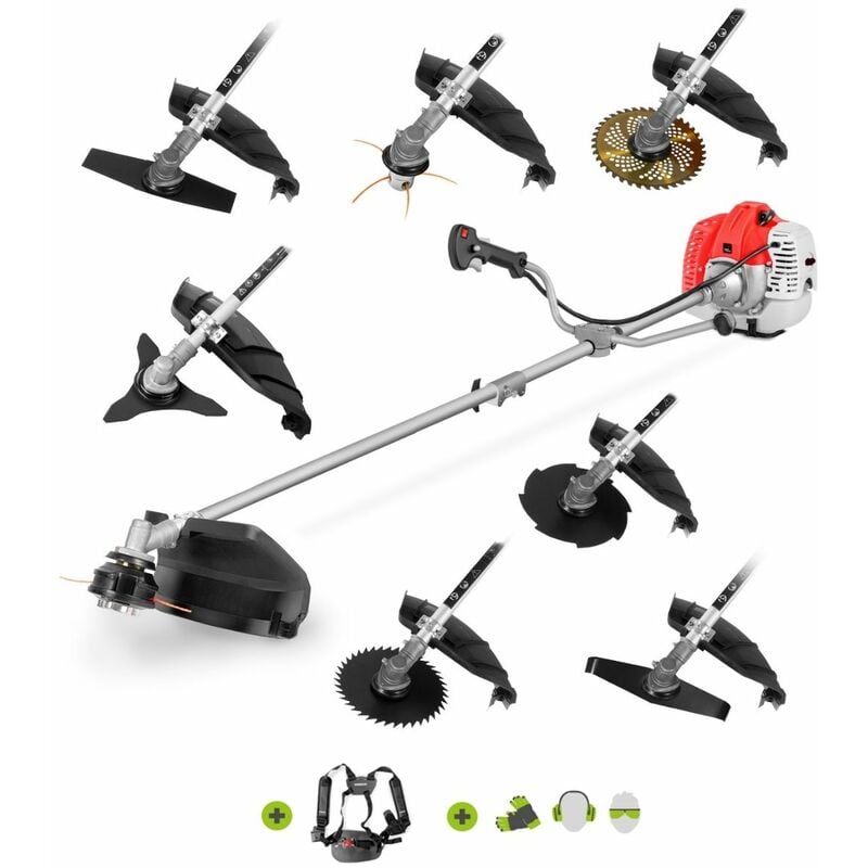 foto del prodotto greencut decespugliatore motore benzina 2 tempi 65cc 4,9cv. 8 accessori per il taglio, manubrio a doppia impugnatura, regolatore di potenza,
