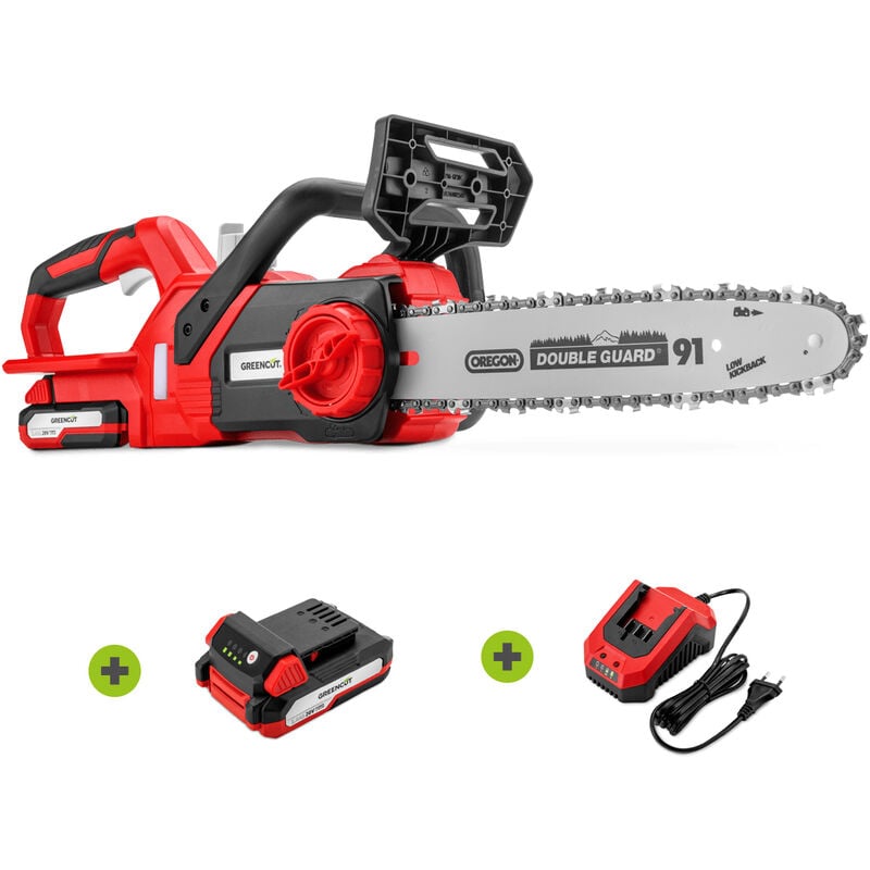 foto del prodotto greencut motosega a batteria al litio 20v, velocit taglio 5m s, lama oregon 304mm, caricatore e batteria inclusi gs200l