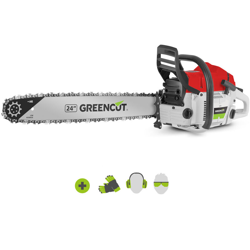 foto del prodotto greencut motoseghe a scoppio 75cc 4.8cv, motore 2 tempi, spada da 24 , spada seghettata, manubrio ergonomico gs750x