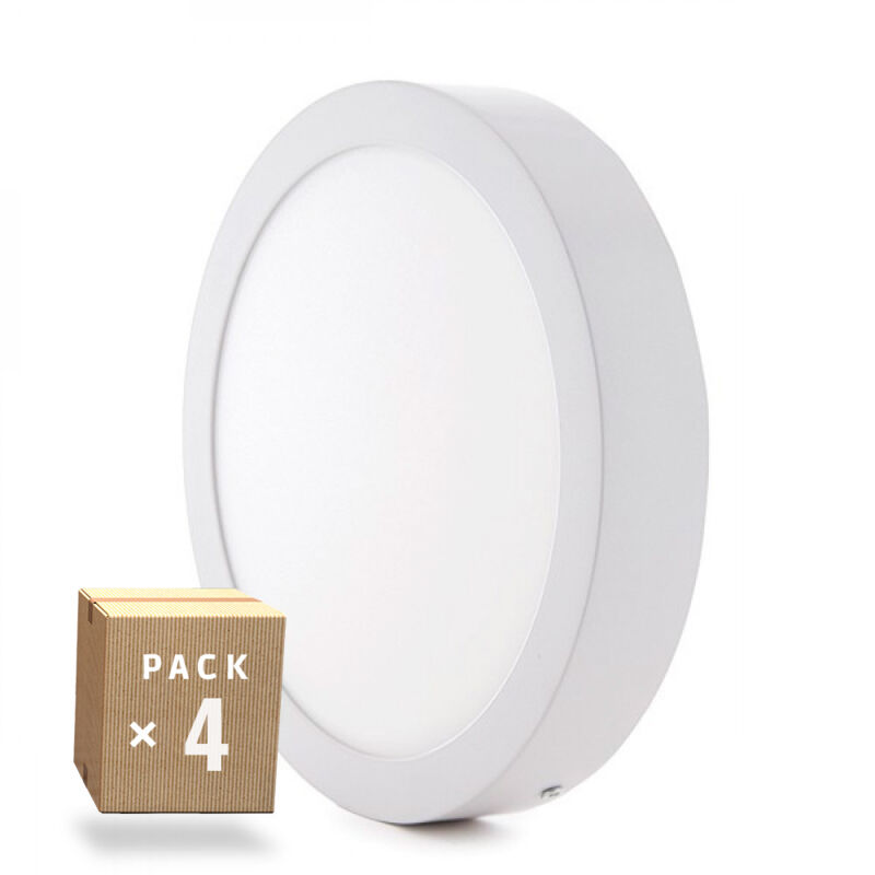 foto del prodotto greenice confezione da 4 plafoniere led 12w 870lm 2700 k superficie 40.000h gr mzmd01 12w ww pk4 ap 